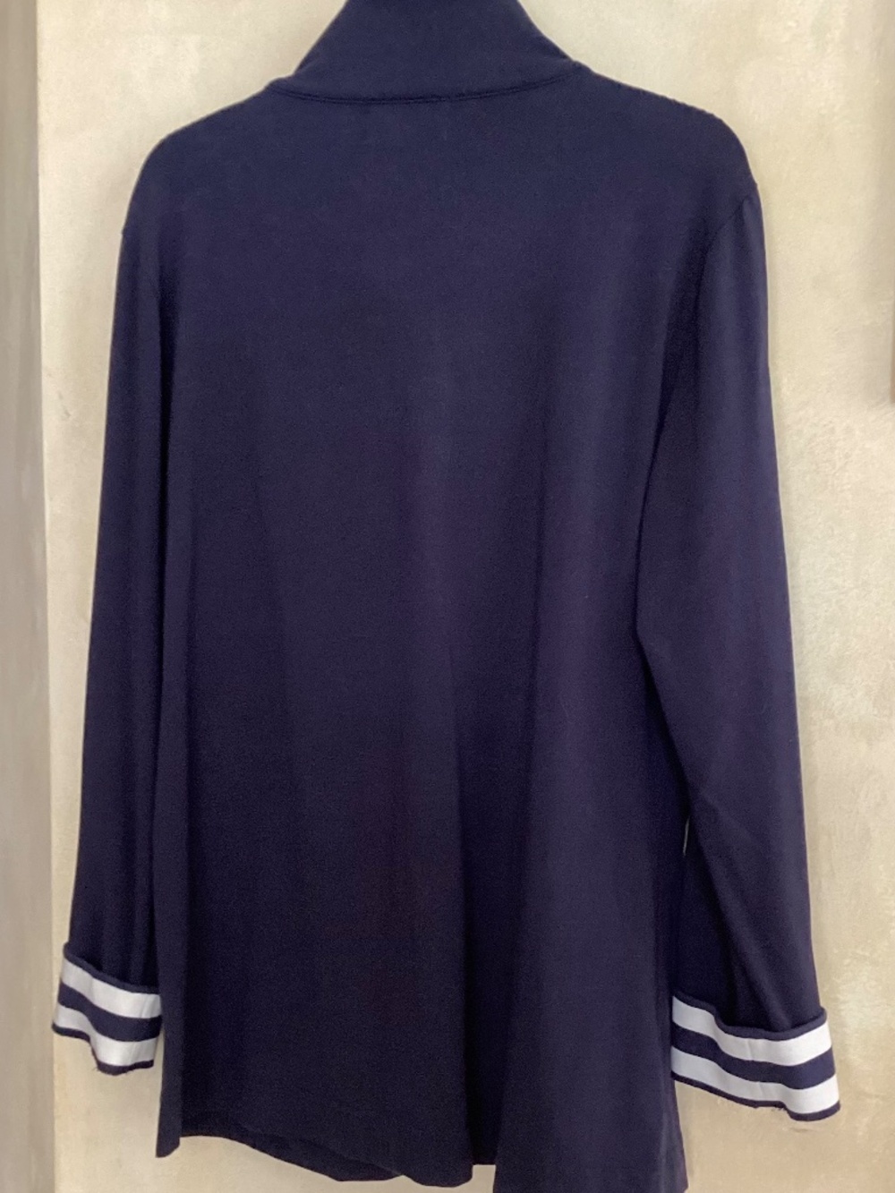 DUFFIELD LANE NAVY WHITE ZIP-UP LONG SLEEVE COTTON JACKET SIZE L - Picture 3 of 10
